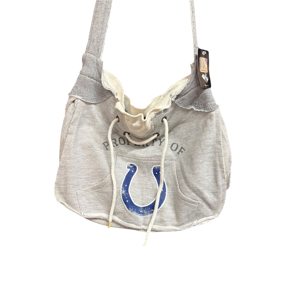 NFL Indianapolis Colts Crossbody Bag Gray Sweatshirt Hobo Purse New With Tags - Picture 3 of 5